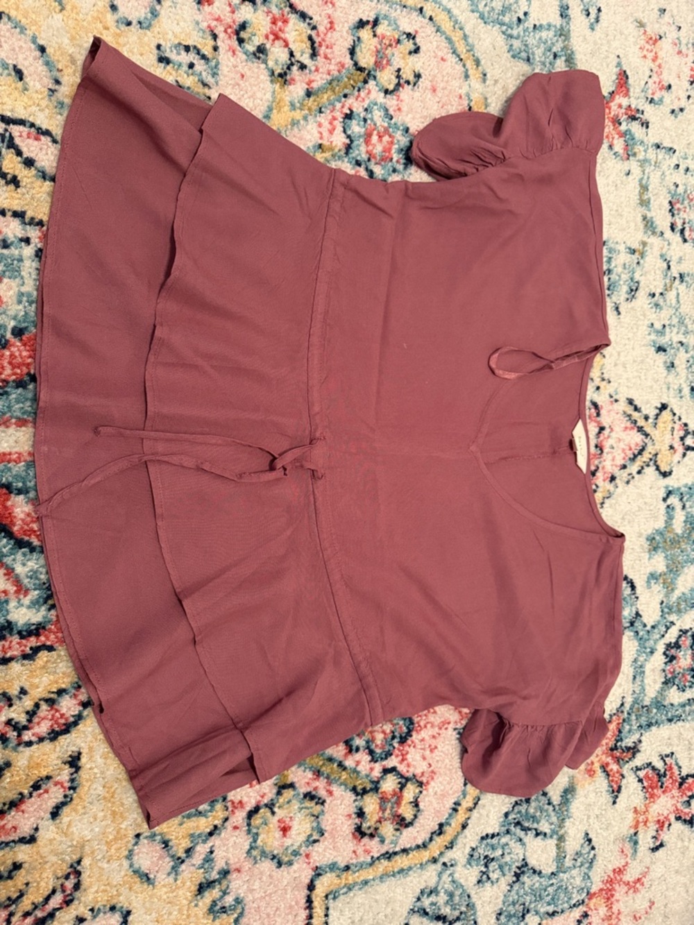 Women’s Dusty Rose Peplum Tie-Waist Tunic Top